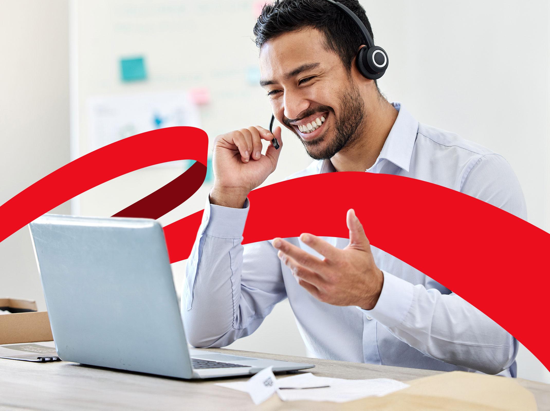 Salesperson on phone with potential client